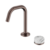Nero Serenity Progressive Basin Mixer Edge Spout Brushed Bronze - Arabescato Corchia Handle