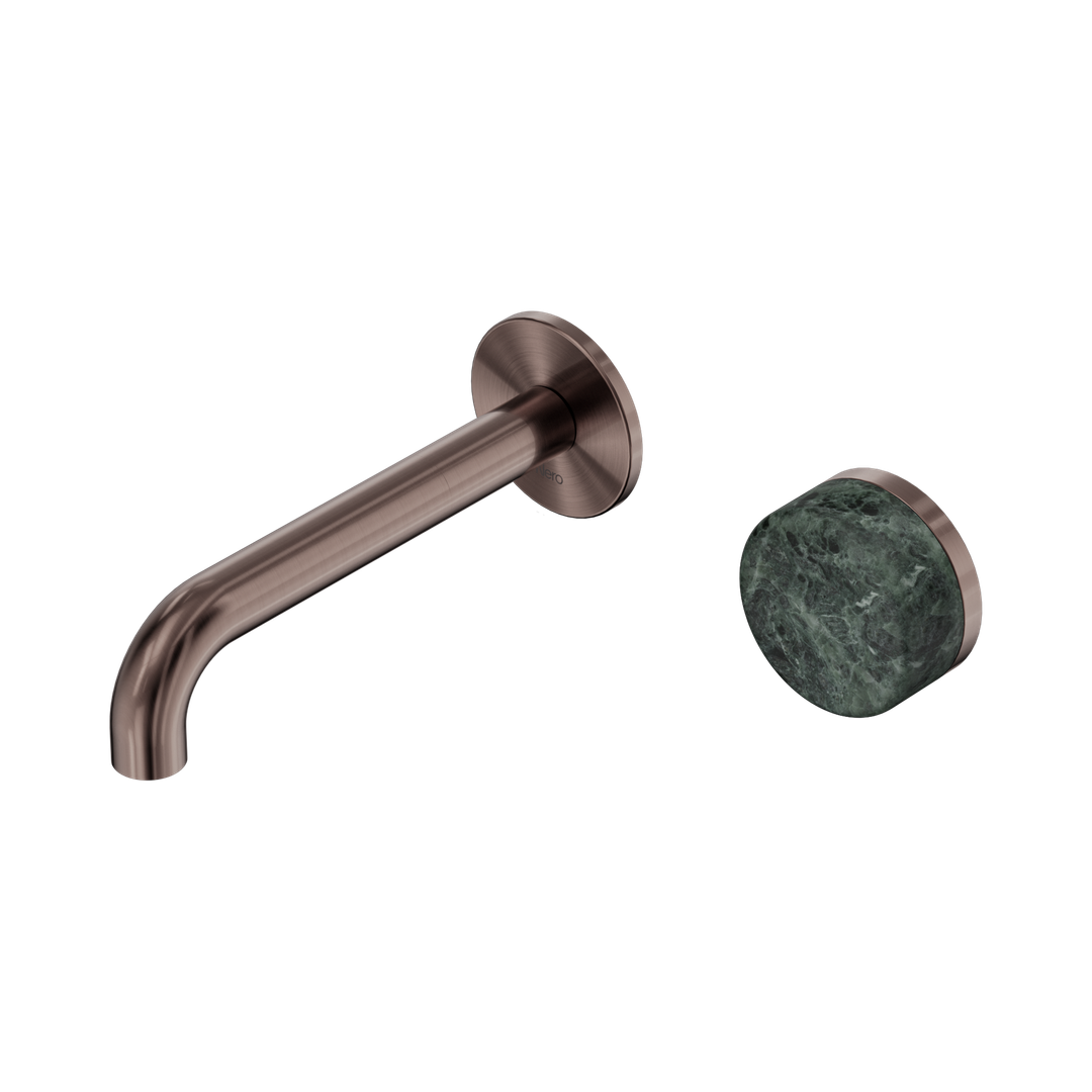 Nero Serenity Progressive Wall Basin Mixer 160mm Spout With Verde Alpi Handle - Brushed Bronze
