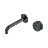 Nero Serenity Progressive Wall Basin Mixer 160Mm Spout Gunmetal - Verde Alpi Handle