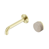 Serenity Progressive Wall Basin Nero Mixer 160mm Spout Rome Travertine Handle - Brushed Gold