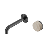 Nero Serenity Progressive Wall Basin Mixer 160Mm Spout Gunmetal - Rome Travertine Handle