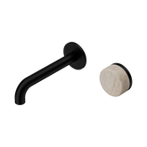 Nero Serenity Progressive Wall Basin Mixer 160Mm Spout Matte Black - Rome Travertine Handle