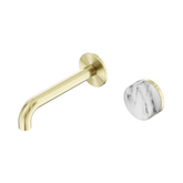 Serenity Wall Basin Nero Mixer 160mm Spout With Arabescato Corchia Handle - Brushed Gold