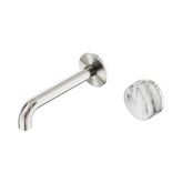 Serenity Wall Basin Nero Mixer 160mm Spout With Arabescato Corchia Handle - Brushed Nickel