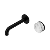 Nero Serenity Progressive Wall Basin Mixer 160Mm Spout Matte Black - Arabescato Corchia Handle