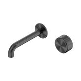Nero Serenity Progressive Wall Basin Mixer 160Mm Spout Gunmetal - Metal Handle