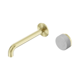 Serenity Progressive Wall Basin Nero Mixer 185mm Spout With Carrara Handle - Brushed Gold