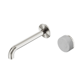 Serenity Progressive Wall Basin Nero Mixer 185mm Spout With Carrara Handle - Brushed Nickel