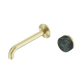 Serenity Progressive Wall Basin Nero Mixer 185mm Spout With Verde Alpi Handle - Brushed Gold