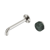 Serenity Progressive Wall Basin Nero Mixer 185mm Spout With Verde Alpi Handle - Brushed Nickel