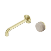 Serenity Progressive Wall Basin Nero Mixer 185mm Spout Rome Travertine Handle - Brushed Gold