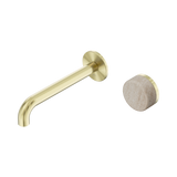 Serenity Progressive Wall Basin Nero Mixer 185mm Spout Rome Travertine Handle - Brushed Gold