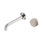 Serenity Wall Basin Nero Mixer 185mm Spout With Rome Travertine Handle - Brushed Nickel