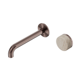 Serenity Wall Basin Nero Mixer 185mm Spout With Rome Travertine Handle - Brushed Bronze