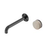 Nero Serenity Progressive Wall Basin Mixer 185Mm Spout Gunmetal - Rome Travertine Handle