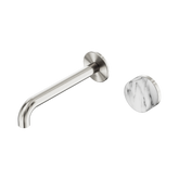 Serenity Wall Basin Nero Mixer 185mm Spout With Arabescato Corchia Handle - Brushed Nickel