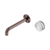 Serenity Wall Basin Nero Mixer 185mm Spout With Arabescato Corchia Handle - Brushed Bronze