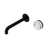 Nero Serenity Progressive Wall Basin Mixer 185Mm Spout Matte Black - Arabescato Corchia Handle
