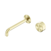 Serenity Progressive Wall Basin Nero Mixer 185mm Spout With Metal Handle - Brushed Gold