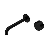 Nero Serenity Progressive Wall Basin Mixer 185Mm Spout Matte Black - Metal Handle