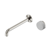 Serenity Progressive Wall Basin Nero Mixer 220mm Spout With Carrara Handle - Brushed Nickel