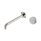 Serenity Progressive Wall Basin Nero Mixer 220mm Spout With Carrara Handle - Brushed Nickel