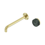 Serenity Progressive Wall Basin Nero Mixer 220mm Spout With Verde Alpi Handle - Brushed Gold