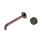 Serenity Progressive Wall Basin Nero Mixer 220mm Spout With Verde Alpi Handle - Brushed Bronze