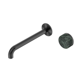 Nero Serenity Progressive Wall Basin Mixer 220Mm Spout Gunmetal - Verde Alpi Handle