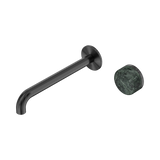 Nero Serenity Progressive Wall Basin Mixer 220Mm Spout Gunmetal - Verde Alpi Handle