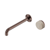 Nero Serenity Progressive Wall Basin Mixer 220Mm Spout Brushed Bronze - Rome Travertine Handle