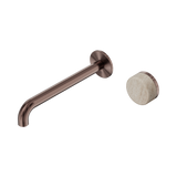 Nero Serenity Progressive Wall Basin Mixer 220Mm Spout Brushed Bronze - Rome Travertine Handle
