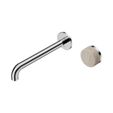 Nero Serenity Progressive Wall Basin Mixer 220Mm Spout Chrome - Rome Travertine Handle