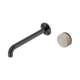 Nero Serenity Progressive Wall Basin Mixer 220Mm Spout Gunmetal - Rome Travertine Handle