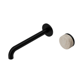 Nero Serenity Progressive Wall Basin Mixer 220Mm Spout Matte Black - Rome Travertine Handle