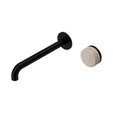 Nero Serenity Progressive Wall Basin Mixer 220Mm Spout Matte Black - Rome Travertine Handle