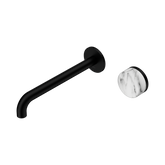 Nero Serenity Progressive Wall Basin Mixer 220Mm Spout Matte Black - Arabescato Corchia Handle