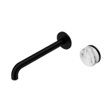 Nero Serenity Progressive Wall Basin Mixer 220Mm Spout Matte Black - Arabescato Corchia Handle