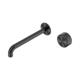 Nero Serenity Progressive Wall Basin Mixer 220Mm Spout Gunmetal - Metal Handle