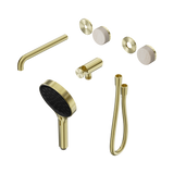 Nero Serenity Progressive Shower - Spout Brushed Gold Rome Travertine Handle & Serenity Hand Shower Trim Kit