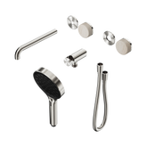 Nero Serenity Progressive Shower - Spout Brushed Nickel Rome Travertine Handle & Serenity Hand Shower Trim Kit