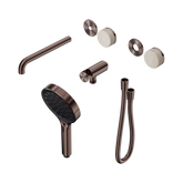 Nero Serenity Progressive Shower - Spout Brushed Bronze Rome Travertine Handle & Serenity Hand Shower Trim Kit