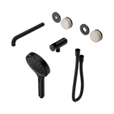 Nero Serenity Progressive Shower - Spout Matte Black Rome Travertine Handle & Serenity Hand Shower Trim Kit