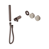 Nero Serenity Progressive Shower System Brushed Bronze - Rome Travertine Handle & Slim Shower Trim Kit Only