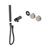 Nero Serenity Progressive Shower System Gunmetal - Rome Travertine Handle & Slim Shower Trim Kit Only