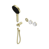 Nero Serenity Progressive Shower System Brushed Gold - Arabescato Corchia Handle & Serenity Hand Shower Trim Kit Only