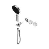 Nero Serenity Progressive Shower System Brushed Nickel - Arabescato Corchia Handle & Serenity Hand Shower Trim Kit Only