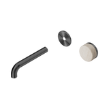 Nero Serenity Progressive Wall Basin Mixer 160Mm Spout Gunmetal - Rome Travertine Handle Trim Kit Only