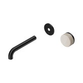 Nero Serenity Progressive Wall Basin Mixer 160Mm Spout Matte Black - Rome Travertine Handle Trim Kit Only