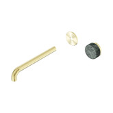 Nero Serenity Progressive Wall Basin Mixer 220Mm Spout Brushed Gold - Verde Alpi Handle Trim Kit Only